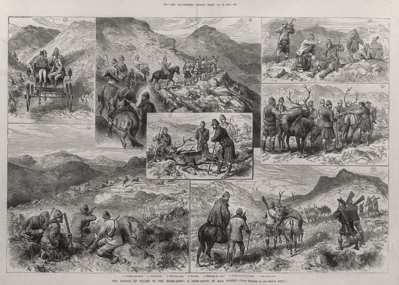 Prince of Wales (Edward VII). Deer-drive in Mar Forest. Scottish Highlands 1880